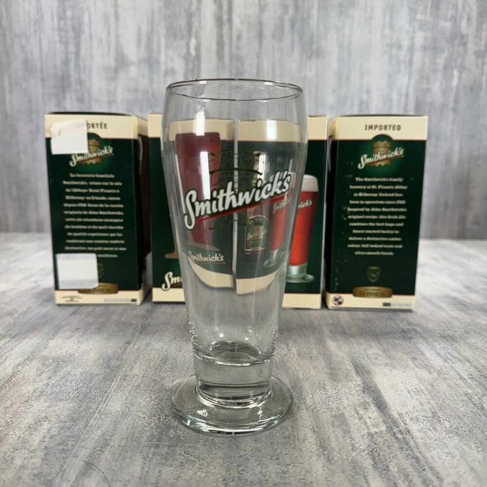 4 Smithwick's 1710 Beer Glass Stemmed Breweriana 6.5" Tall